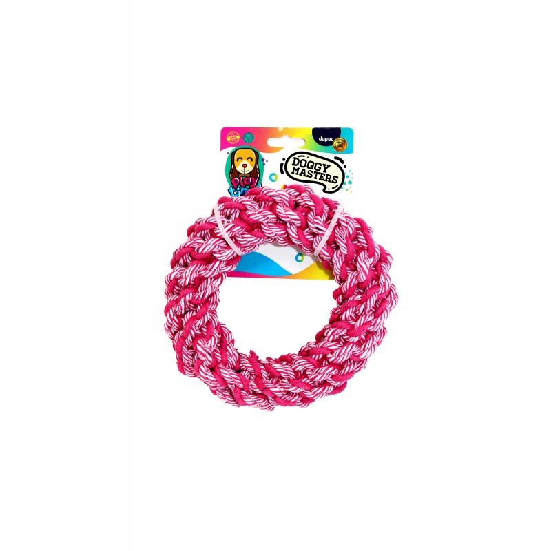 DOGGY MASTERS ARO TRENZADO ROSA 18CM CUERDA