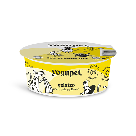 Helado ice yellow es un yogur pasteurizado con coco liofilizado, piña liofilizada y plátano liofilizado