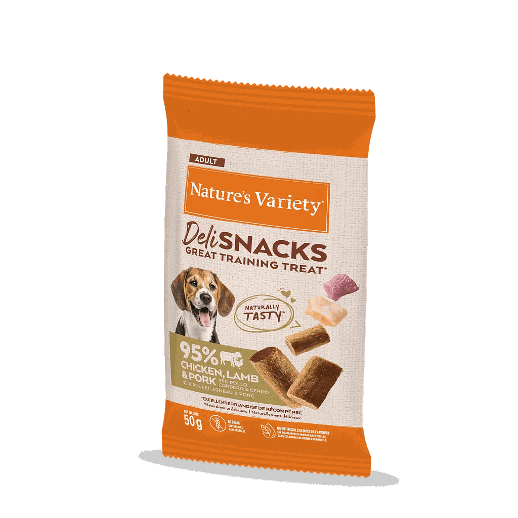 NATURE'S VARIETY DELISnacks Pollo &amp; Cordero &amp; Cerdo PARA PERROS