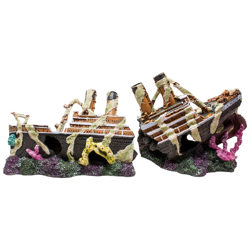Ornamento Titanic naufragio 2 piezas 21,5x14,5x51,5cm