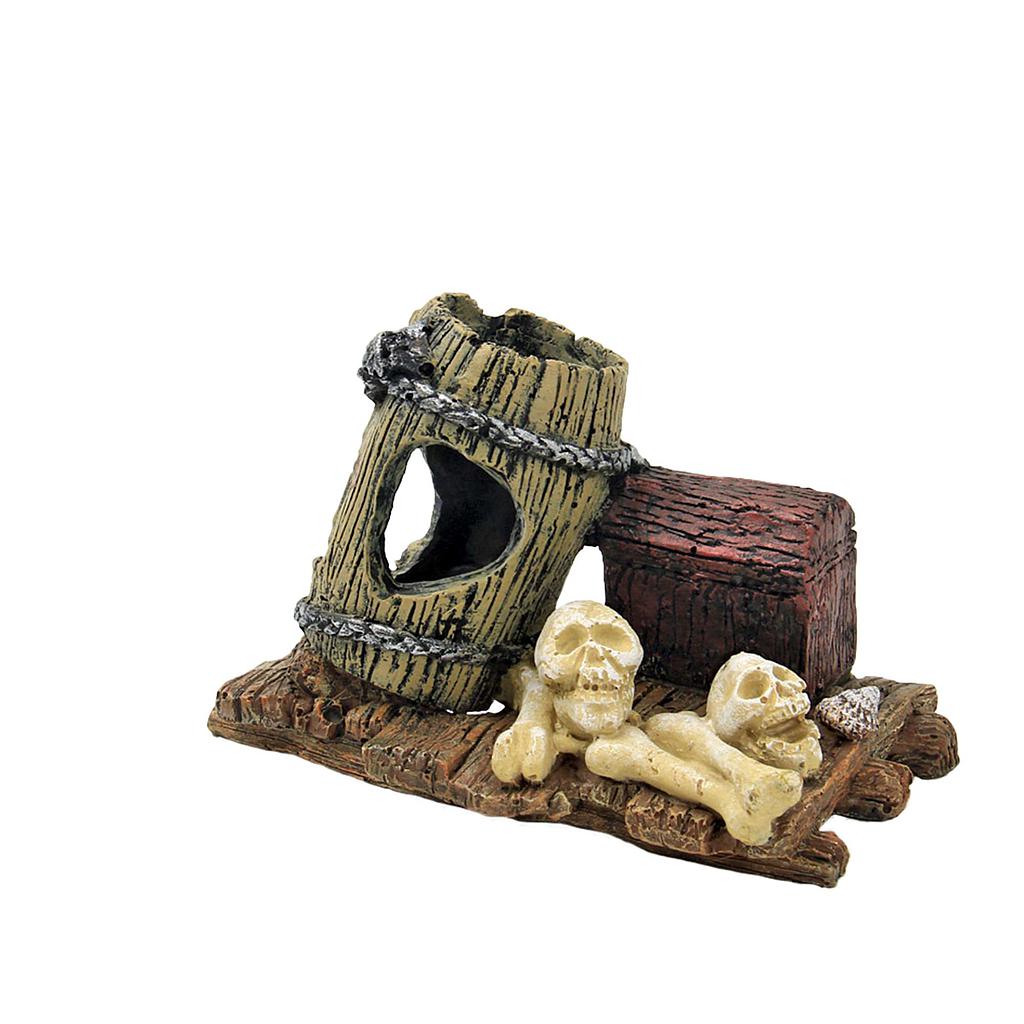 Cofre, calavera y barril de ICA 12x7,5x7,3cm