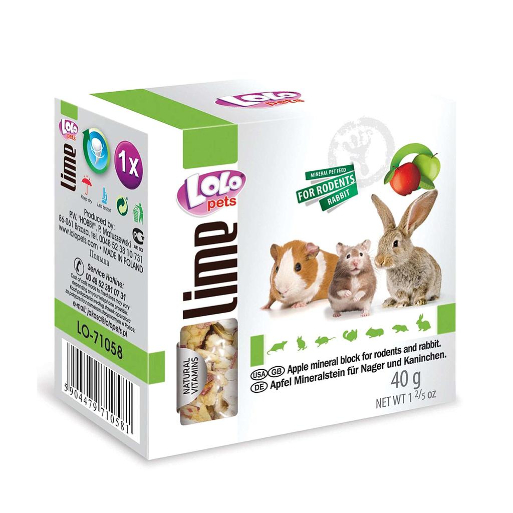 Masticable, bloque mineral de manzana para roedores "LOLO" 40g 